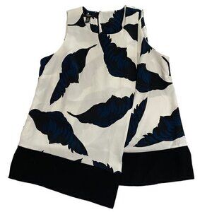 Alfani White and Blue Sleeveless Blouse